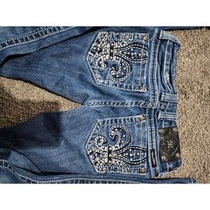 Miss Me Jeans Womens Size 24 Fleur De Lis Embellished Bootcut JP5010RR